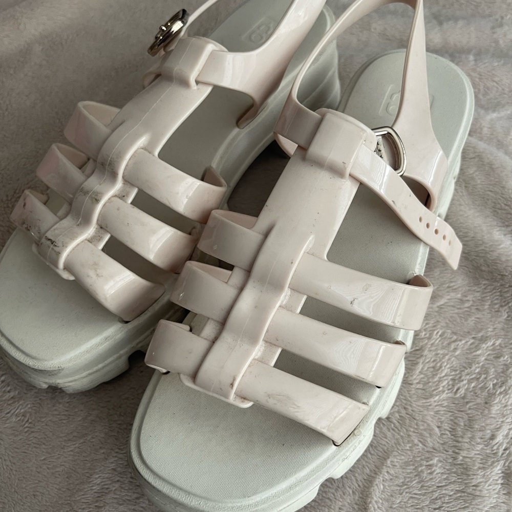 Cream Cage Platform Sandals
